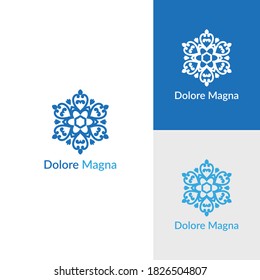 Blue mandala emblem. Elegant, classic vector elements. Can be used for jewelry, beauty and fashion industry. Great for logo, invitation, flyer, menu, background, or any desired idea.