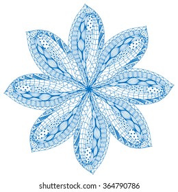 Blue Mandala. Ethnic decorative elements. Hand drawn background. Islam, Arabic, Indian, ottoman motifs.