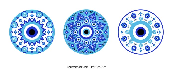 Blue mandala evil eye, greek amulet against evil eye