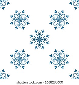 Diseño de flores de Mandala azul sin fisuras. Ilustración de Doodle mandala. Fondo de adorno de dibujo manual para impresión y textil, decoración doméstica y papel de envoltura. Diseño étnico boho.