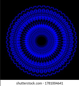 flor azul mandala que tiene ciento treinta y cuatro pétalos y seis capas de círculos que tienen el mismo groove
