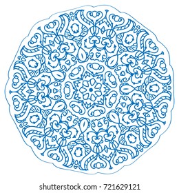 Blue mandala with flowers element