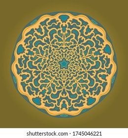 Blue mandala with geometric pattern