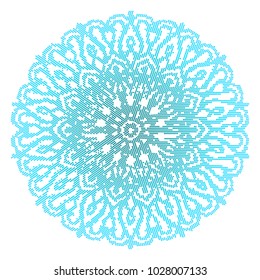 Blue  mandala isolated on white  background.  Hand-drawn illustration. Vector.
