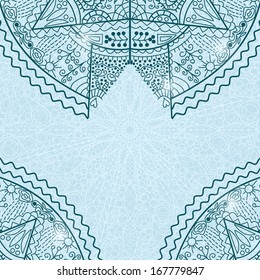 Blue Mandala in the Middle on Light Background Vintage Card. Vector Illustration