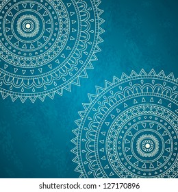 Blue mandala ornament background. Vector image.