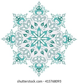 blue mandala pattern design. Vintage ethnic background frame. Vector illustration.