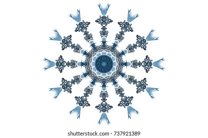 Blue of Mandala. Round Ornament Pattern. Geometric circle element made in vector abstract background.