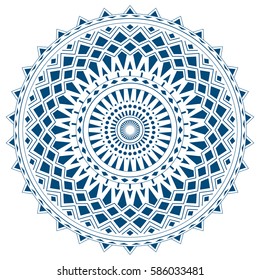 Blue mandala from simple shapes isolated on white background