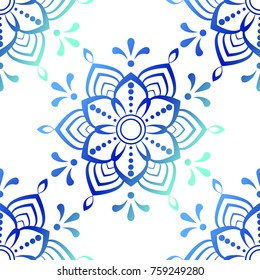 Blue mandala stock vector ilklustration, pattern for desktop