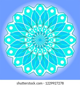 Blue mandala vector. Fifth chakra. Vishuddha.