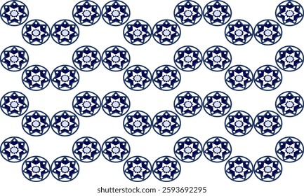 blue mandala wave on white background, design for fabric printing, replete pattern, repeat pattern image
