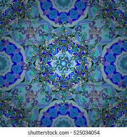 Blue mandalas. Vector illustration. Winter style.