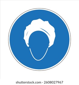 Blue mandatory sign indicating wearing hairnet for occupational safety and health.
