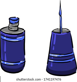 Manicura azul , ilustración, vector sobre fondo blanco