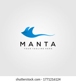 blue manta ray logo vector illustration design