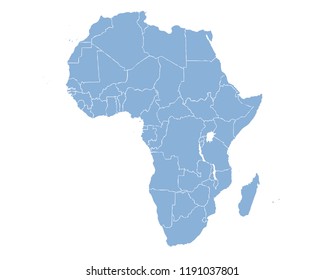 Blue map of Africa.