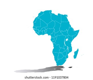 Blue map of Africa.