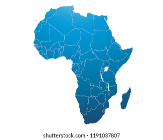 Blue Map Africa Stock Vector (Royalty Free) 1191037807 | Shutterstock