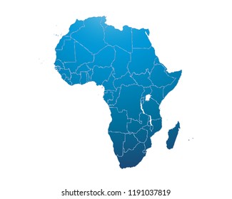 Blue map of Africa.
