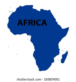 blue map of Africa on white background 