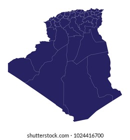 Blue map of algeria