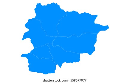 Blue map of andorra