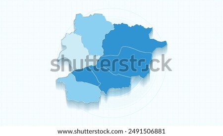 Blue Map of Andorra, Andorra map with borders of the states, country high detailed illustration map.