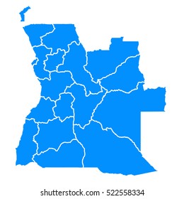 Blue map of angola