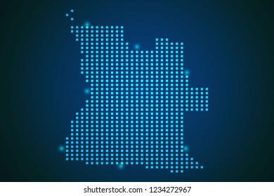 Blue map of Angola - Angola polka dots on dark background symbol for your web site design map logo, app, ui, travel vector eps10.