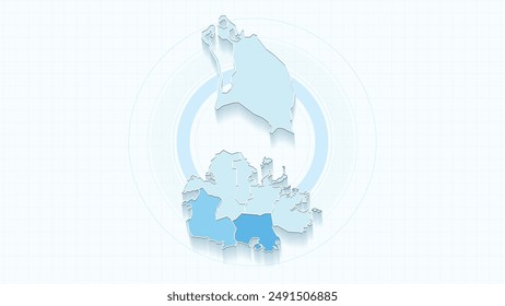 Blue Map of Antigua and Barbuda, Antigua and Barbuda map with borders of the states, country high detailed illustration map.