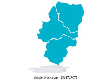 Blue map of Aragon.