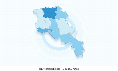 Blaue Karte von Armenien, Armenien Karte mit Grenzen der Staaten, Land hoch detaillierte Illustration Karte.