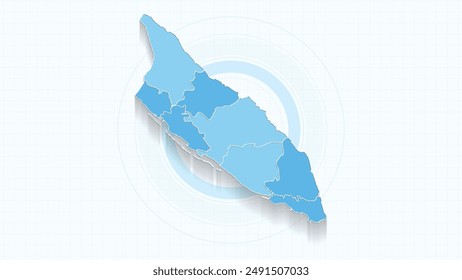 Blue Map of Aruba, Aruba map with borders of the states, country high detailed illustration map.