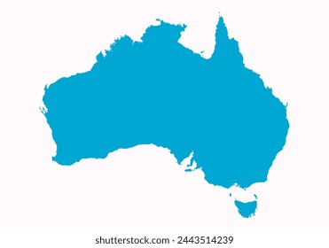 Blue map of Australia on white background.