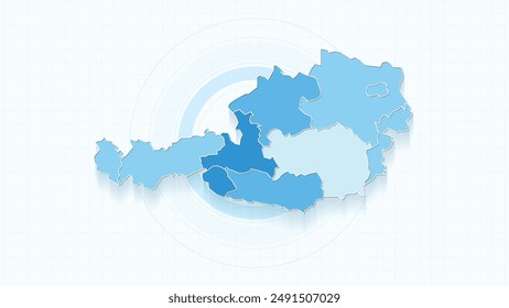 Blue Map of Austria, Austria map with borders of the states, country high detailed illustration map.