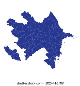 Blue map of Azerbaijan