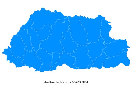 Blue map of bhutan
