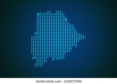 Blue map of Botswana - Botswana polka dots on dark background symbol for your web site design map logo, app, ui, travel vector eps10.