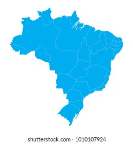 Brazil Blue Map On White Background Stock Vector (Royalty Free) 1590944053