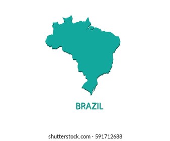 Blue map of Brazil on white background