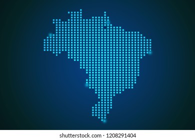 Blue map of Brazil - Brazil polka dots on dark background symbol for your web site design map logo, app, ui, travel vector eps10.
