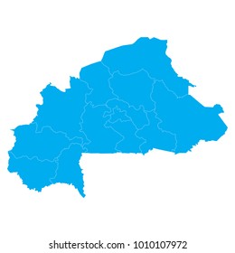 Blue map of Burkina Faso