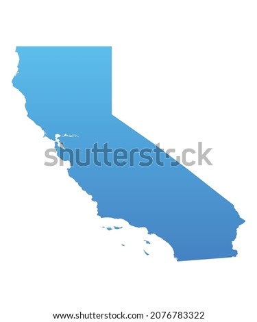 Blue map of California.Vector illustration for infographic and marketing projects.