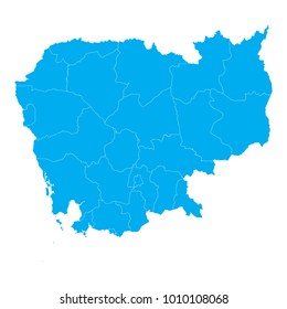 Blue map of Cambodia