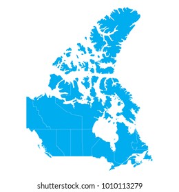 Blue map of Canada