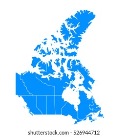 Blue map of canada