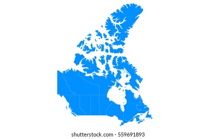 Blue map of canada