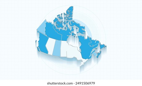 Mapa azul de Canadá, mapa de Canadá con las fronteras de los estados, mapa de ilustración detallada del país.