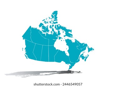 Blue map of Canada on white background.